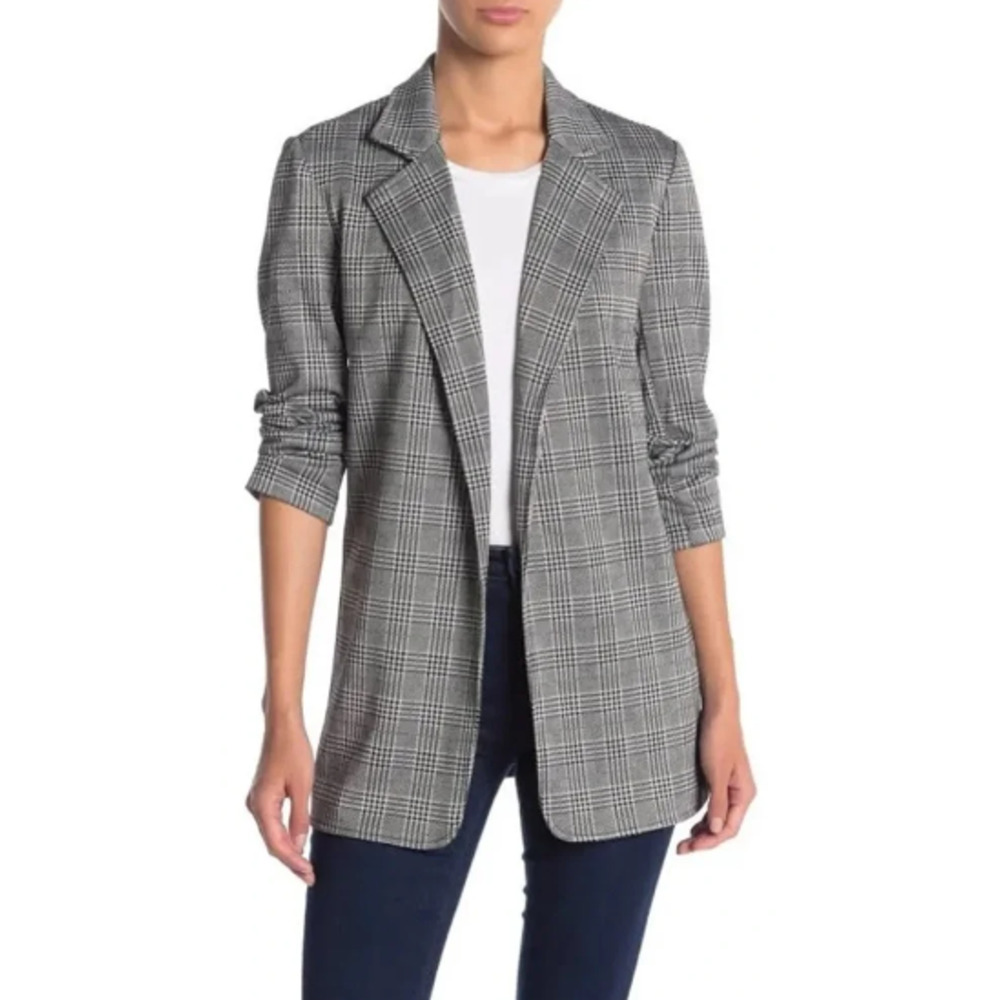 Philosophy Republic Black and White Open Front Plaid Houndstooth Blazer M 8-12